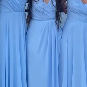 David's Bridal Ice Blue Wrap Maxi